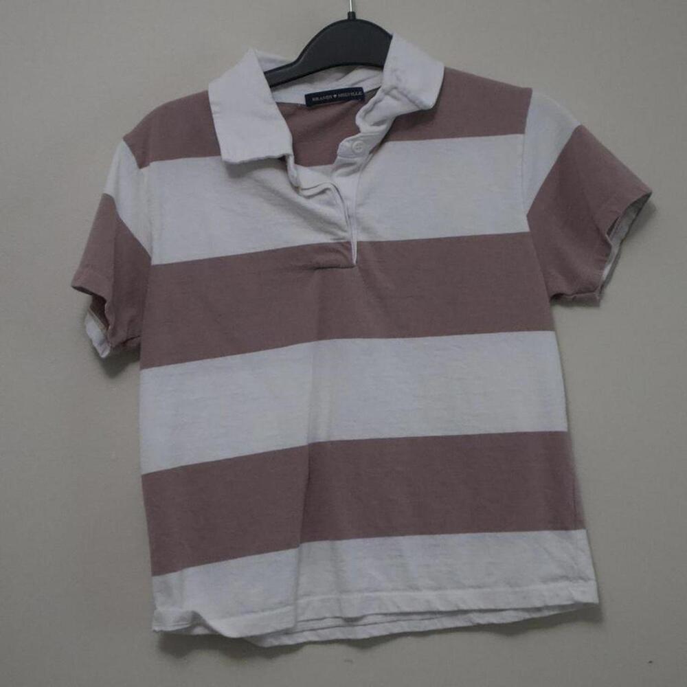 Rare Brandy Melville Brown and White Striped Top
